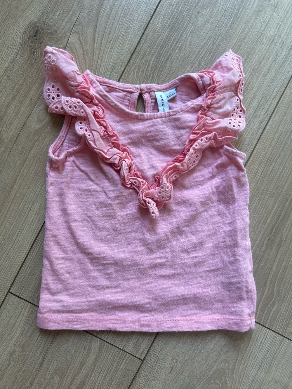 Janie and Jack Pink Eyelet Ruffle Tank Top
